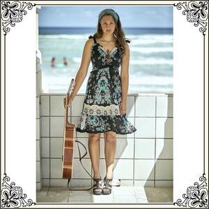 Jayli Floral Print Ruffle Black Floral Dress Small S